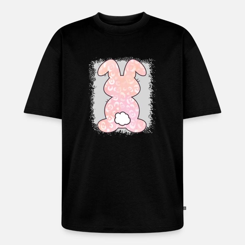Leopard Print Bleached Easter - Unisex Premium Oversized Organic T-Shirt - black