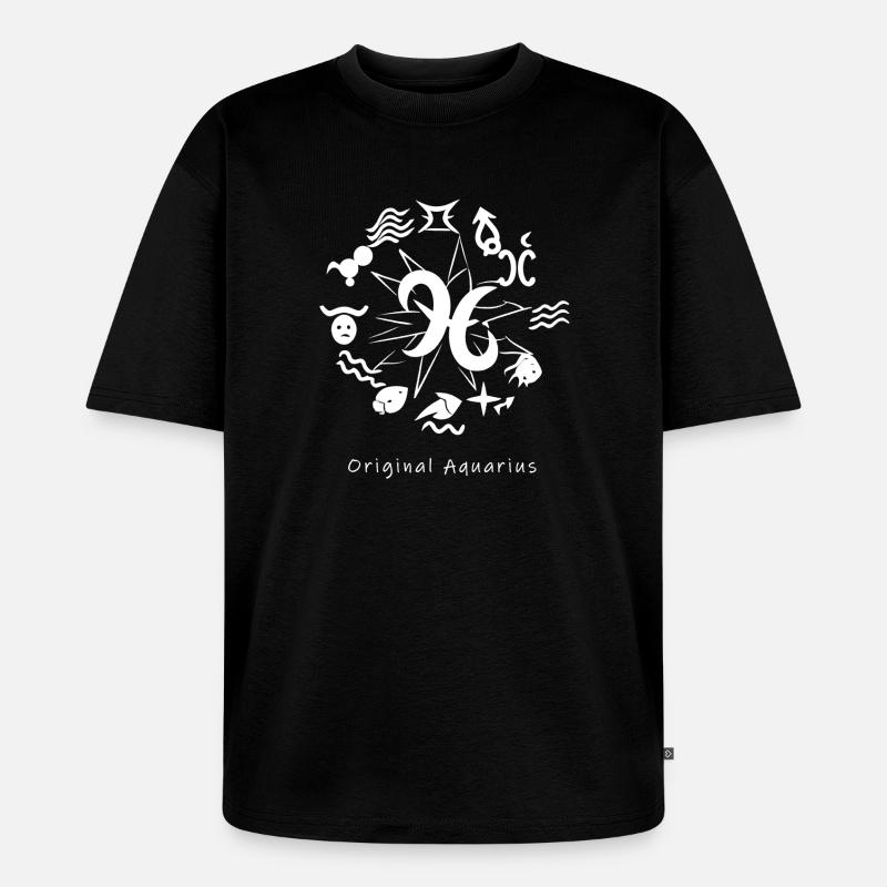 Sternzeichen Wassermann 003 weiß - Unisex Premium Oversized Bio T-Shirt - Schwarz