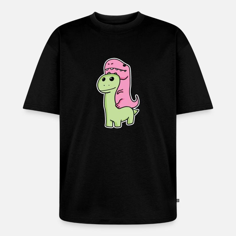 Zwei Dinosaurier - Unisex Premium Oversized Bio T-Shirt - Schwarz