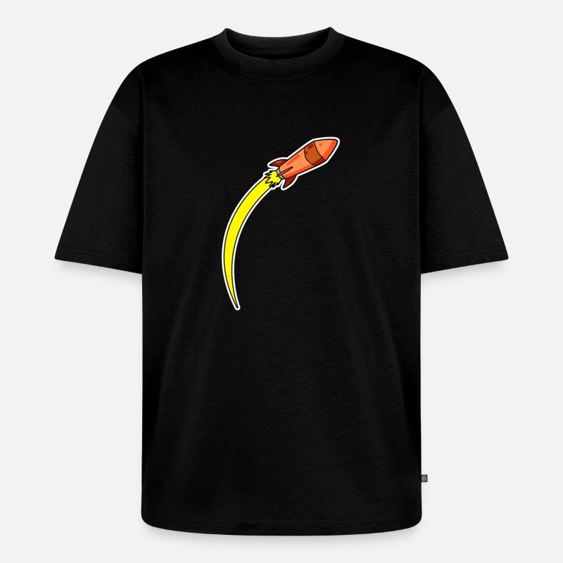 Fusée Orange - T-shirt Premium bio oversize Unisexe - noir