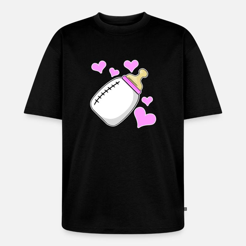 Tochter Milchflasche Mädchen Schwanger Geburt - Unisex Premium Oversized Bio T-Shirt - Schwarz