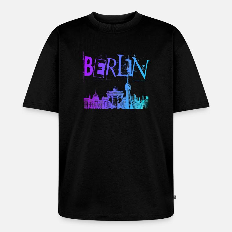 Berlin Skyline Panorama - Unisex Premium Oversized Bio T-Shirt - Schwarz