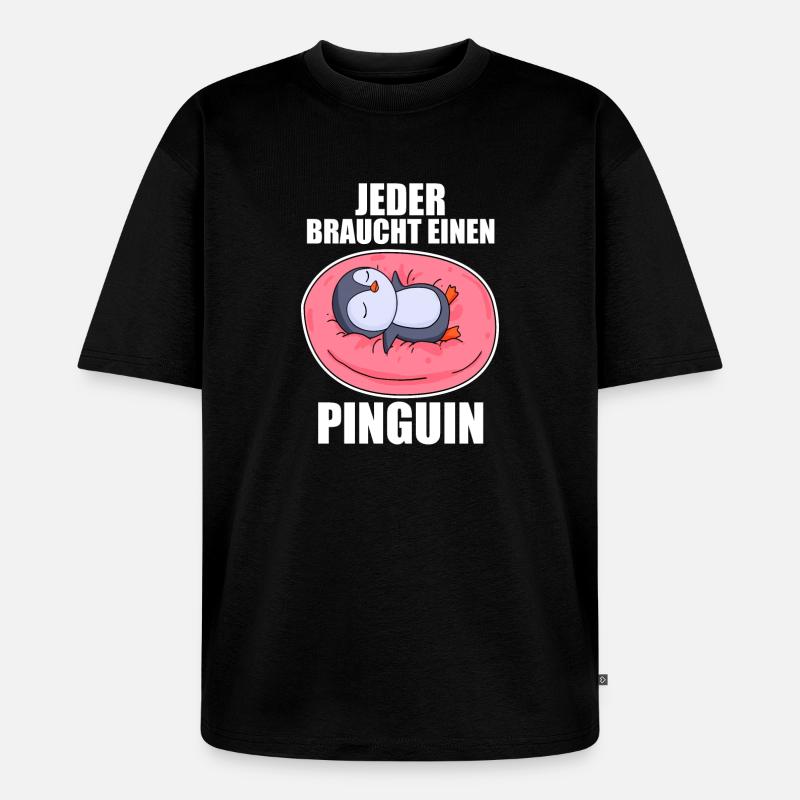 Pinguin Pinguine - Unisex Premium Oversized Bio T-Shirt - Schwarz