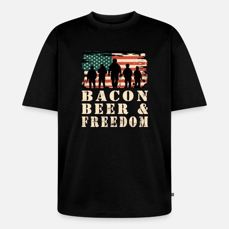 Bacon, Bier und Freiheit - Unisex Premium Oversized Bio T-Shirt - Schwarz