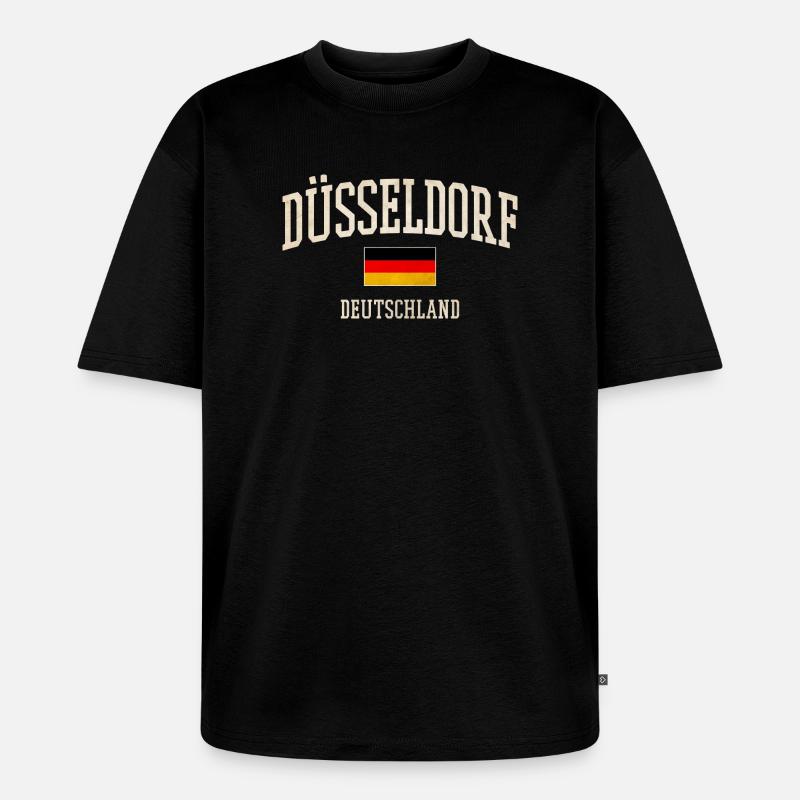 Drapeau de Düsseldorf - T-shirt Premium bio oversize Unisexe - noir