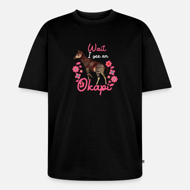 Warte, ich sehe ein Okapi - Unisex Premium Oversized Bio T-Shirt - Schwarz