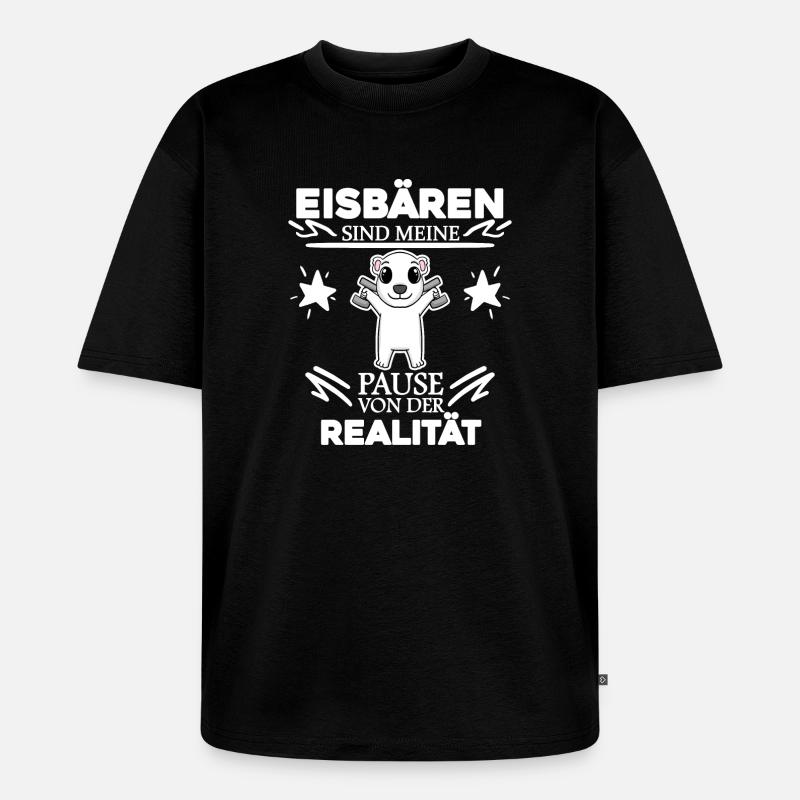 Eisbär Polarbär Bär - Unisex Premium Oversized Bio T-Shirt - Schwarz