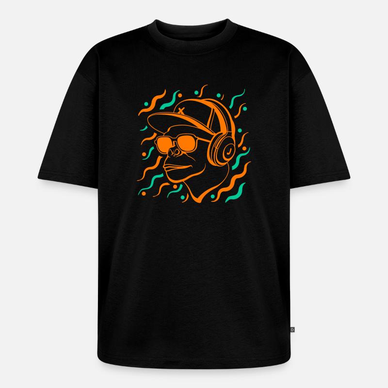 Coole Affe mit Kopfhörern - Unisex Premium Oversized Bio T-Shirt - Schwarz