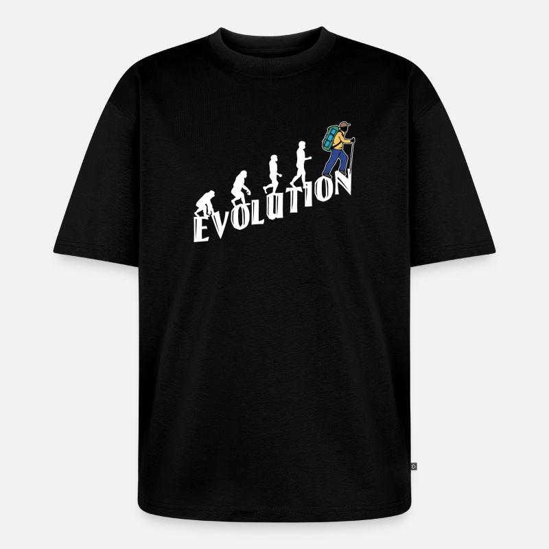 Evolution Wanderer Wandern Wanderung Bergwanderung - Unisex Premium Oversized Bio T-Shirt - Schwarz