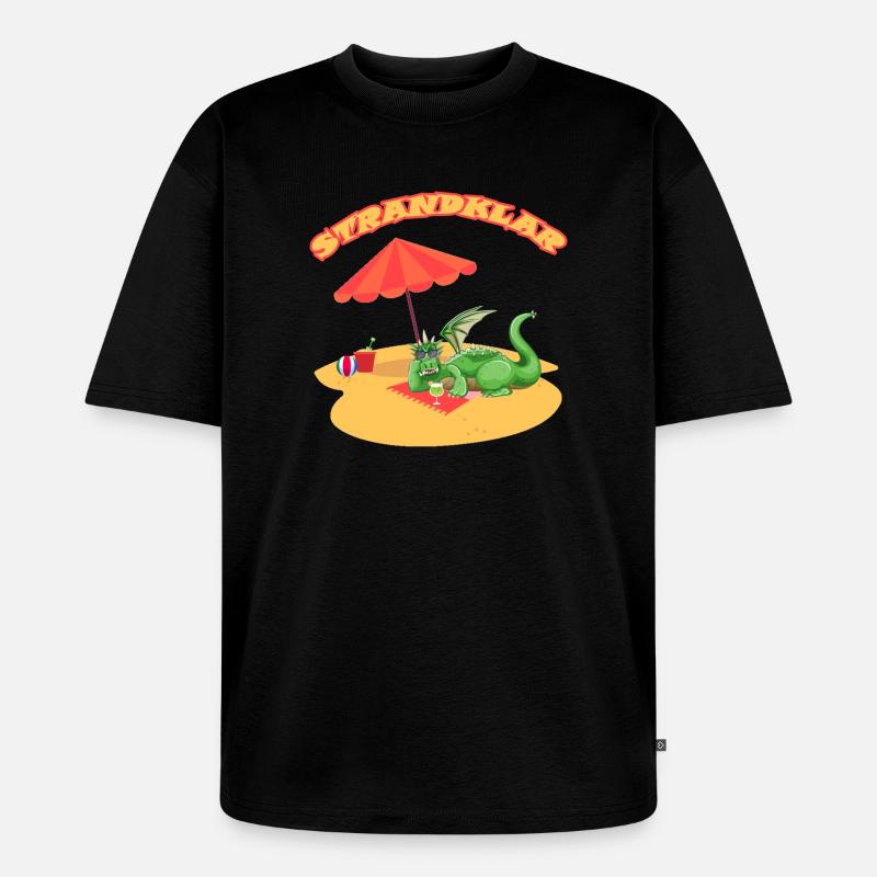 Strandklar Dinosaurier - Unisex Premium Oversized Bio T-Shirt - Schwarz