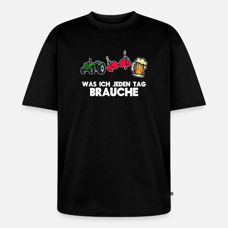 Landwirtschaft Ackerbau Bauer Traktor Statement - Unisex Premium Oversized Bio T-Shirt - Schwarz