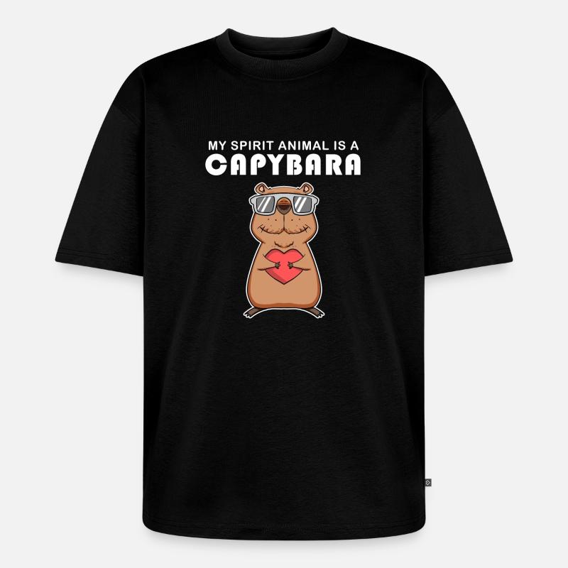 Capybara Wasserschwein Geschenk - Unisex Premium Oversized Bio T-Shirt - Schwarz