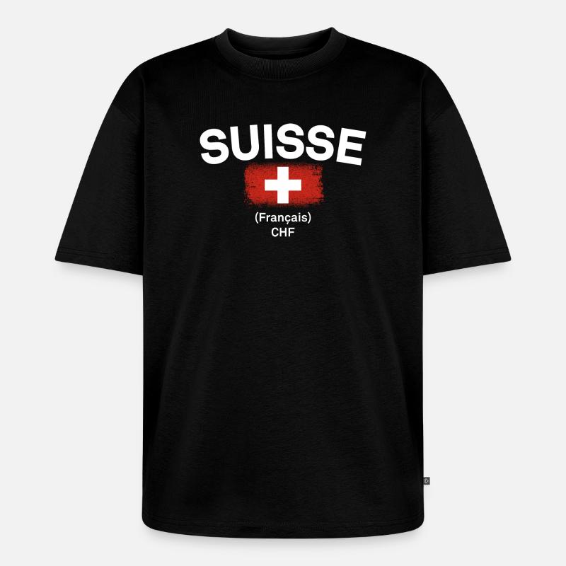 Schweizer Flagge CHF Français - Unisex Premium Oversized Bio T-Shirt - Schwarz