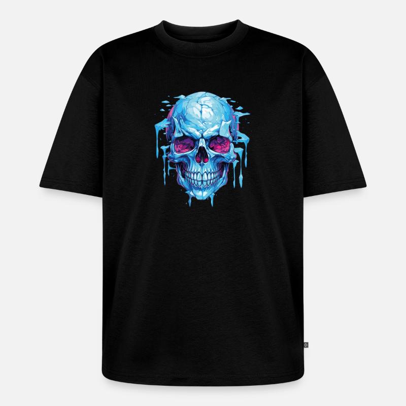 Neon Eis Schädelkunst - Unisex Premium Oversized Bio T-Shirt - Schwarz
