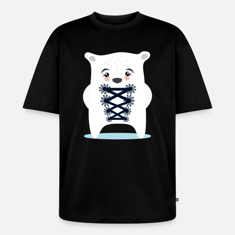 BAYERN EISBÄR TRACHTEN ERSATZ DIRNDL - Unisex Premium Oversized Bio T-Shirt - Schwarz