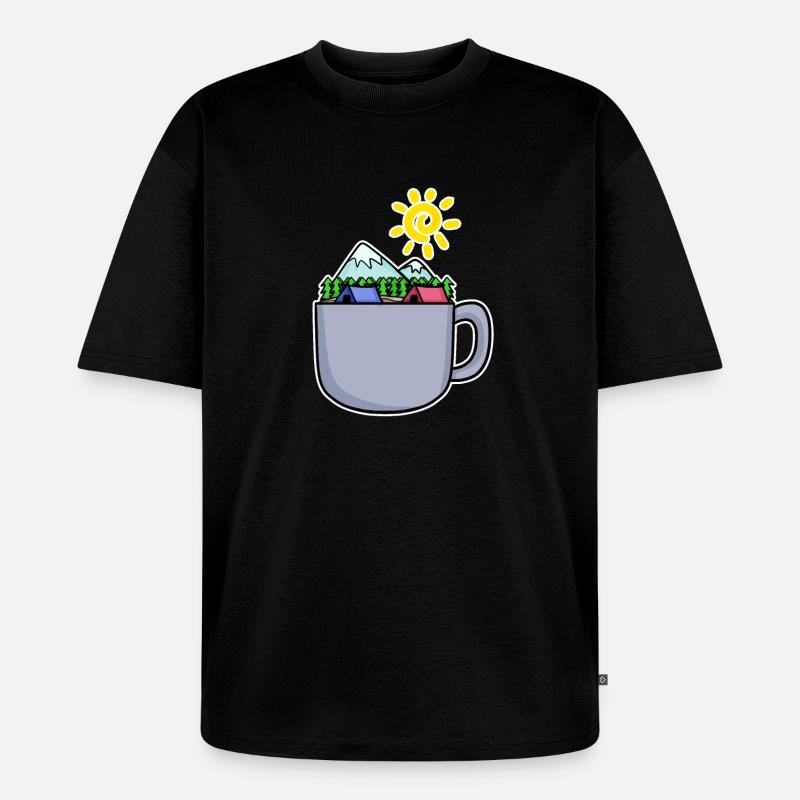 Café Mountain Mountains Summit - T-shirt Premium bio oversize Unisexe - noir