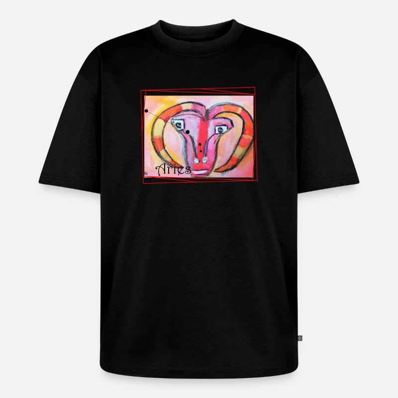 Widder Regenbogen Himmlische Kunst - Unisex Premium Oversized Bio T-Shirt - Schwarz