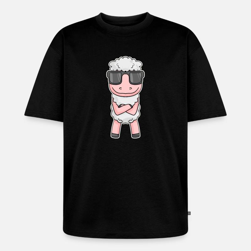 Schaf mit Brille - Unisex Premium Oversized Bio T-Shirt - Schwarz