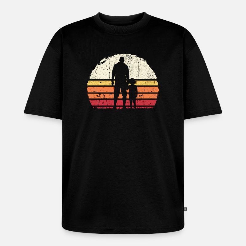 Sunset Bond: Vater und Kind - Unisex Premium Oversized Bio T-Shirt - Schwarz