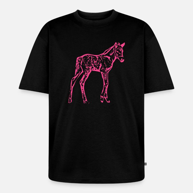 Pferd rosa pink - Unisex Premium Oversized Bio T-Shirt - Schwarz