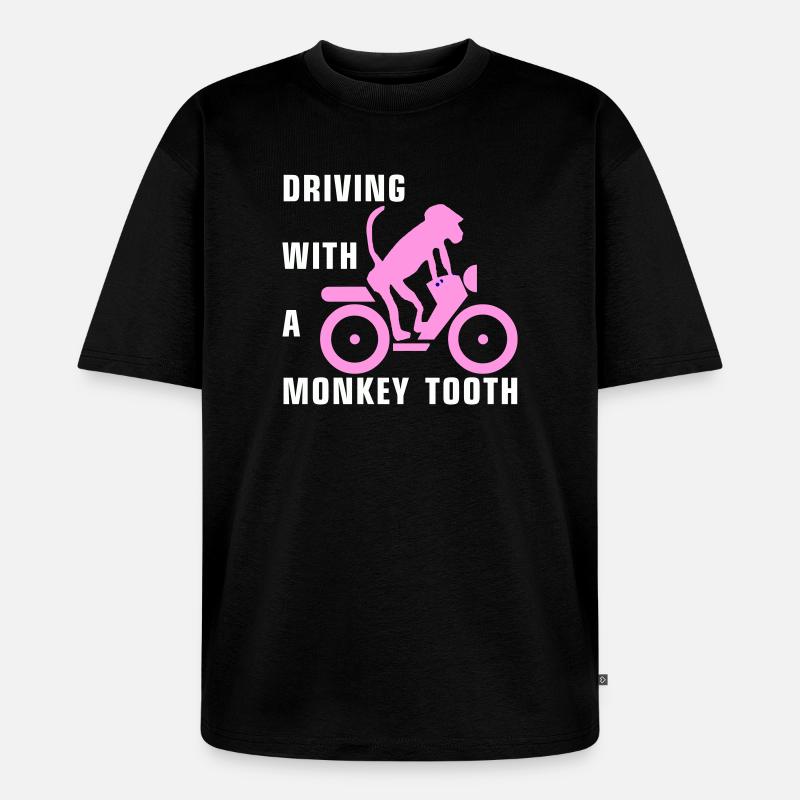 Driving with a monkey tooth - Affenzahn - Unisex Premium Oversized Bio T-Shirt - Schwarz