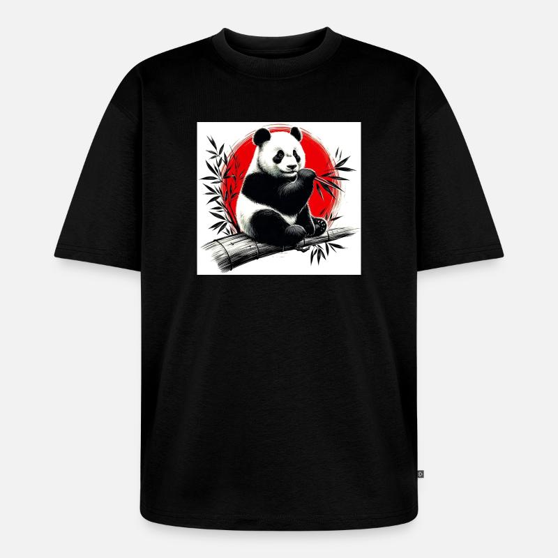 Panda - Unisex Premium Oversized Bio T-Shirt - Schwarz