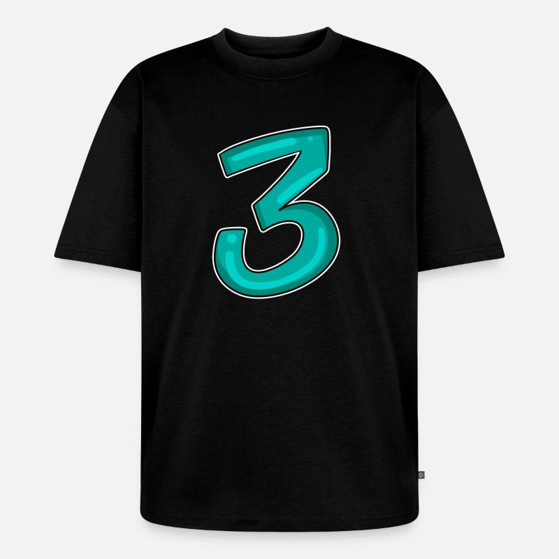 3 - Three - Third - Unisex Premium Oversized Organic T-Shirt - black