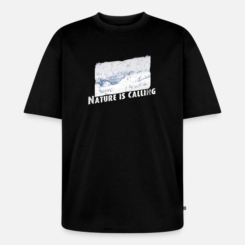 Nature is calling Winter - Unisex Premium Oversized Bio T-Shirt - Schwarz