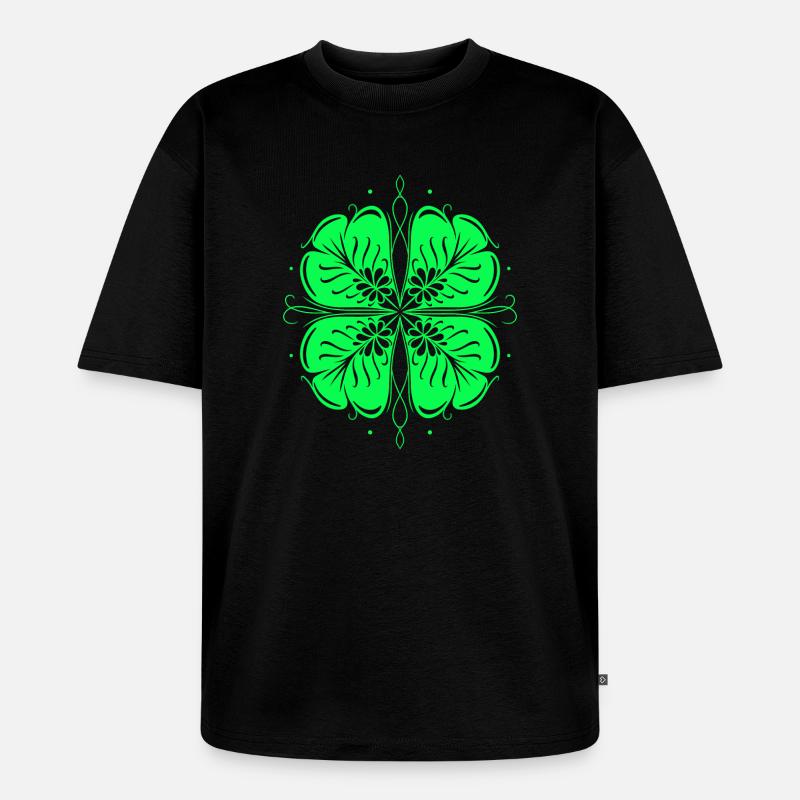 Klee St Patricks Day Kleeblatt - Unisex Premium Oversized Bio T-Shirt - Schwarz