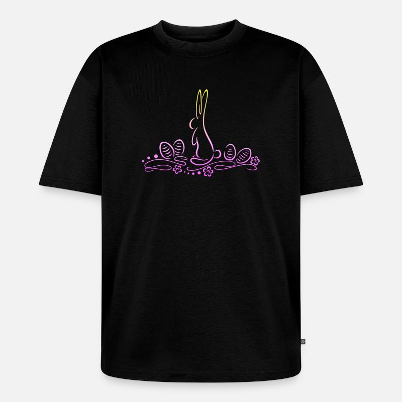 Easter Bunny Silhouette with Easter Eggs - Unisex Premium Oversized Organic T-Shirt - black