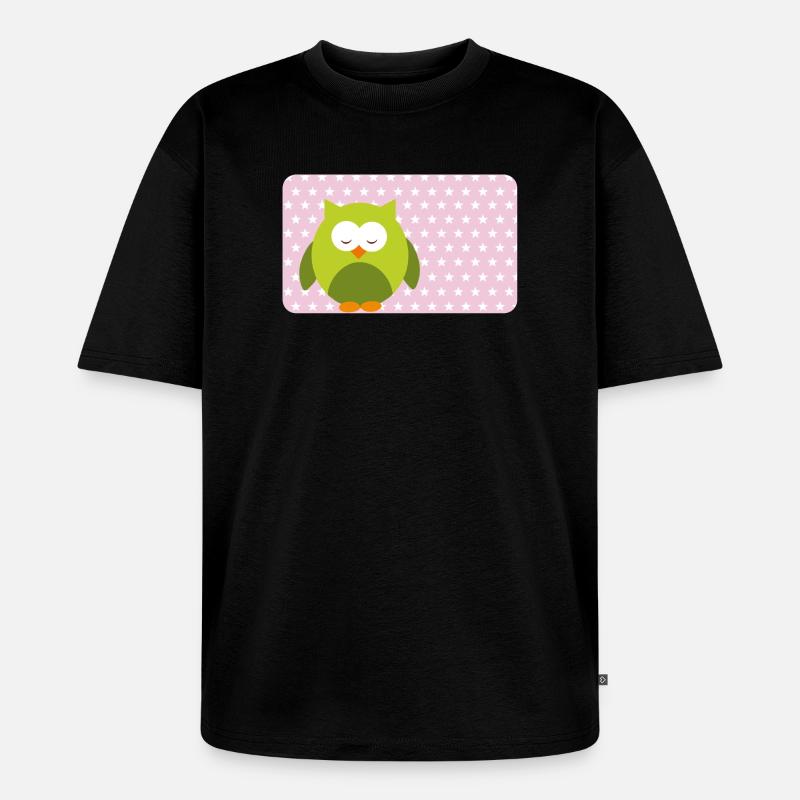 Lustige Eule mit Sternchen rosa | personalisierbar - Unisex Premium Oversized Bio T-Shirt - Schwarz