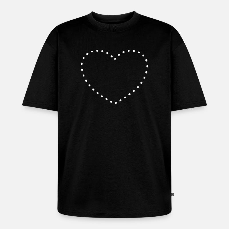 Herz white dots - Unisex Premium Oversized Bio T-Shirt - Schwarz