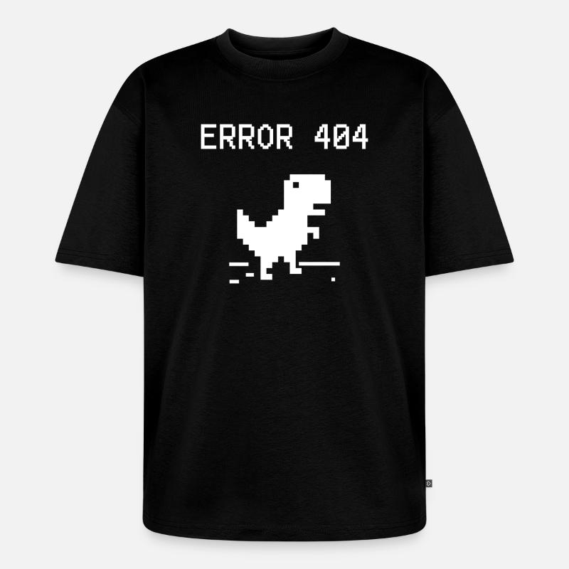 Pixel Dino 404 Fehler T-Stück - Unisex Premium Oversized Bio T-Shirt - Schwarz