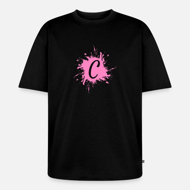 Lettre C - initiale lettre C - T-shirt Premium bio oversize Unisexe - noir