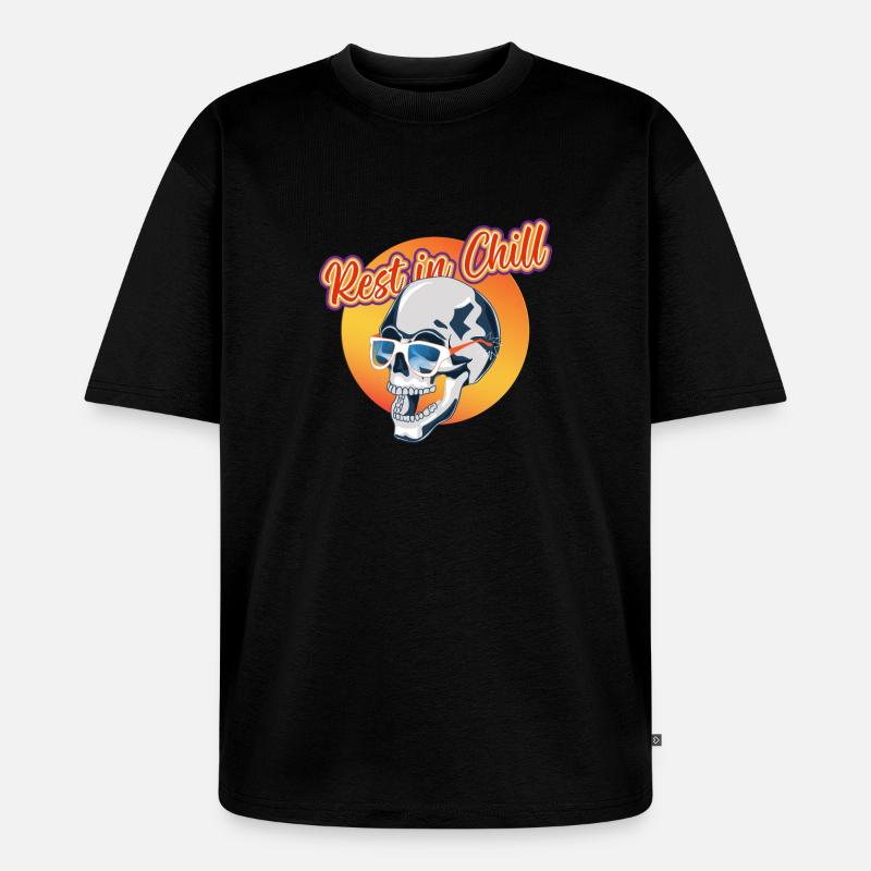 Rest in Chill Skull - Unisex Premium Oversized Bio T-Shirt - Schwarz