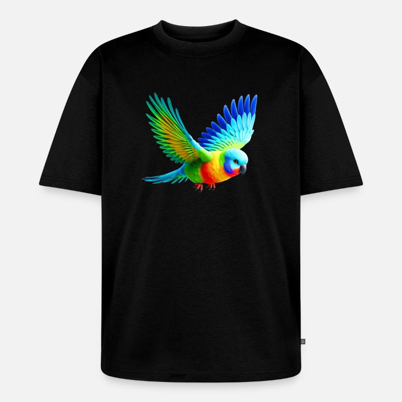 Regenbogensittich (03) - Unisex Premium Oversized Bio T-Shirt - Schwarz