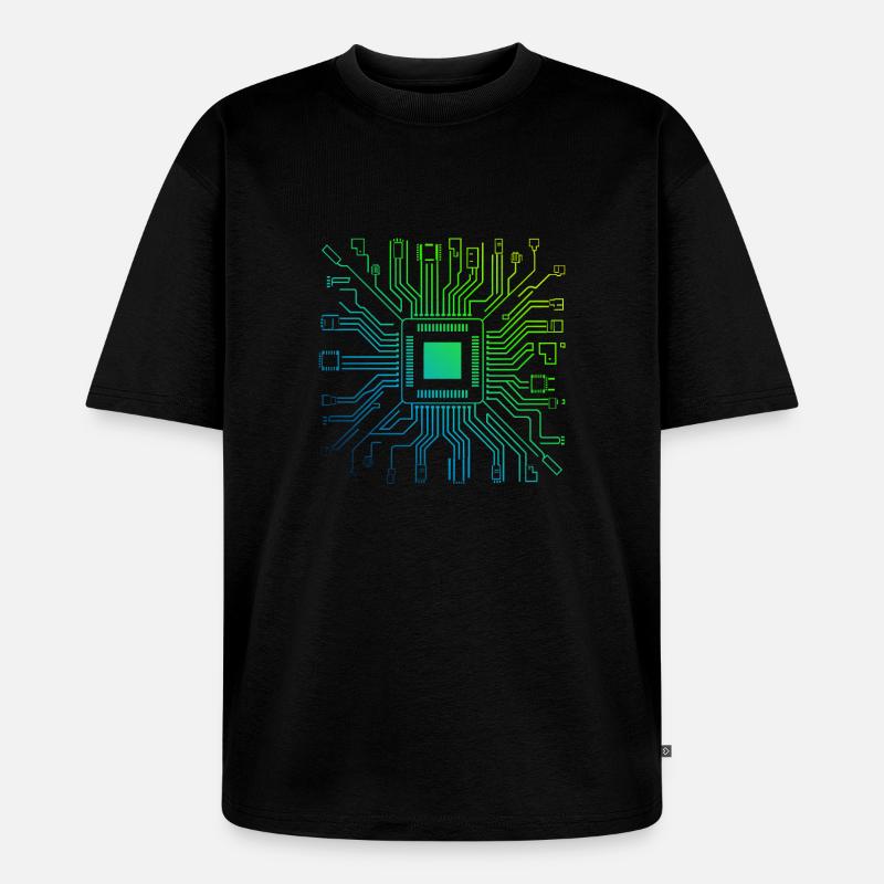 Bunte Computerplatine Tech Electronic - Unisex Premium Oversized Bio T-Shirt - Schwarz