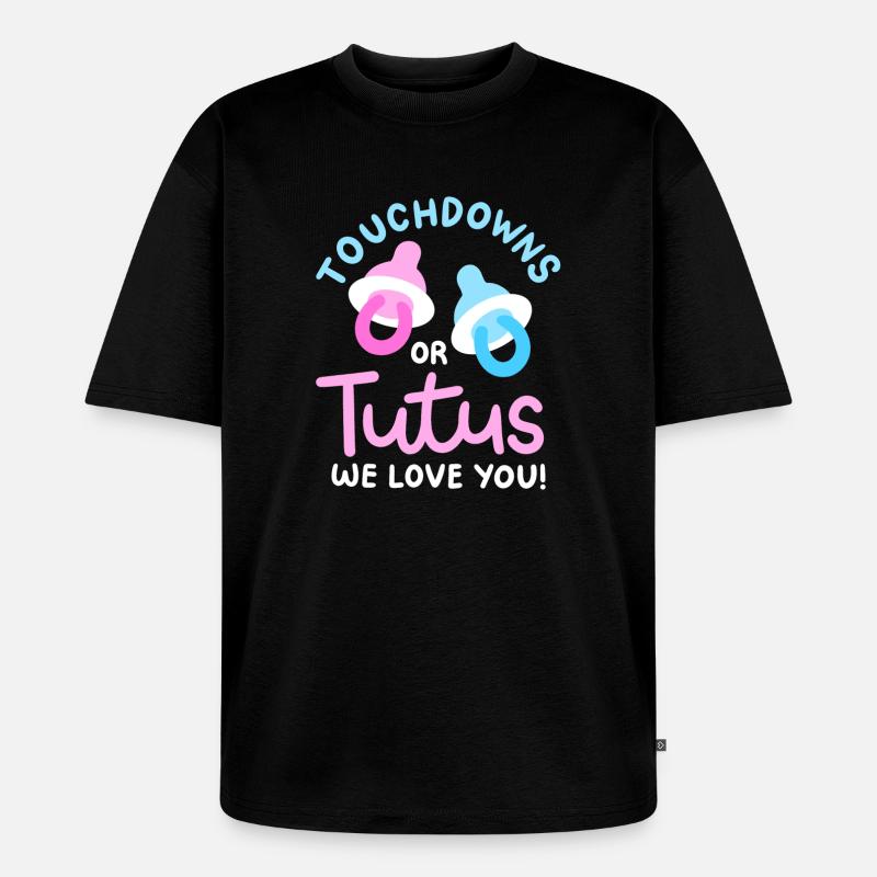 Touchdowns oder Tutus für Gender-Reveal-Partys - Unisex Premium Oversized Bio T-Shirt - Schwarz