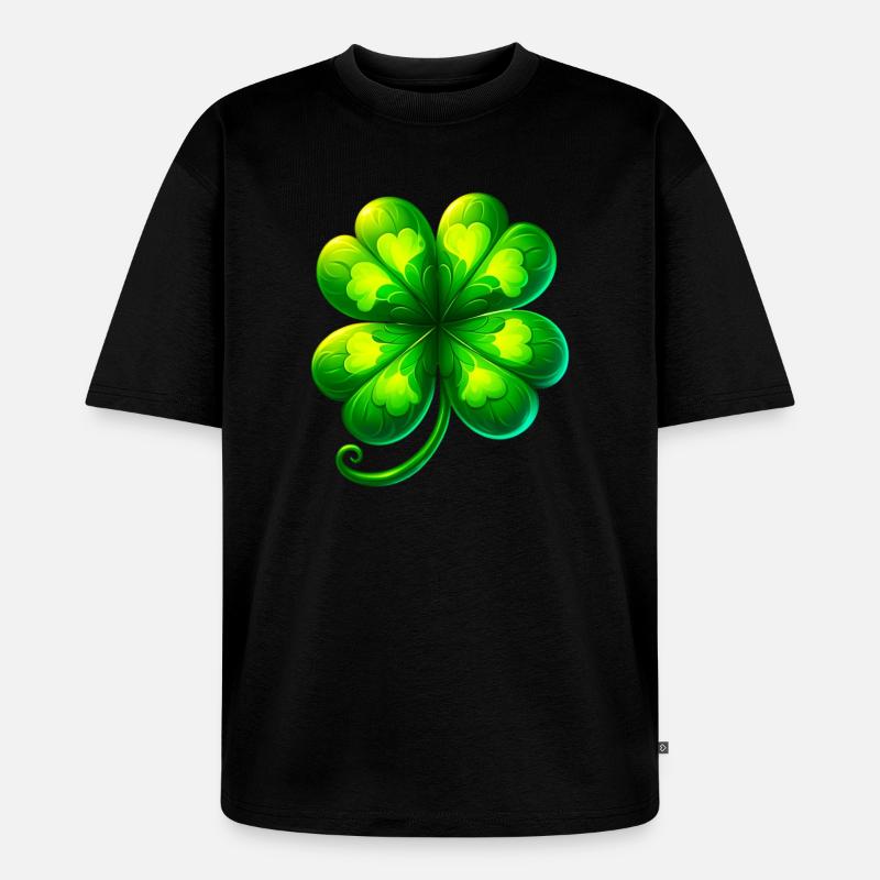 Vierblättriges Kleeblatt - Unisex Premium Oversized Bio T-Shirt - Schwarz