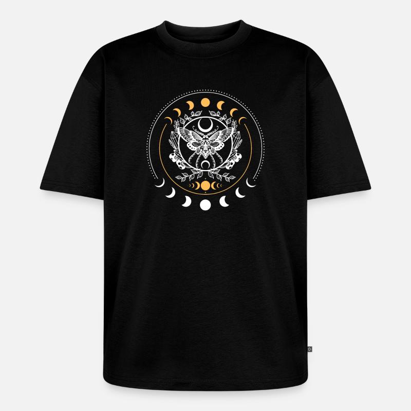 Mandala du Papillon Céleste - T-shirt Premium bio oversize Unisexe - noir