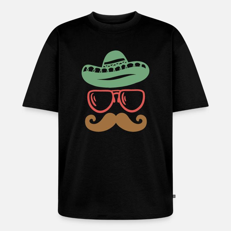 Cinco de Mayo mexikanisch Schnurrbart - Unisex Premium Oversized Bio T-Shirt - Schwarz