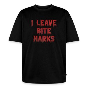 Traces de sang de la marque de morsure - T-shirt Premium bio oversize Unisexe - noir - Devant - Thijin (182cm) & Selfina (174cm)