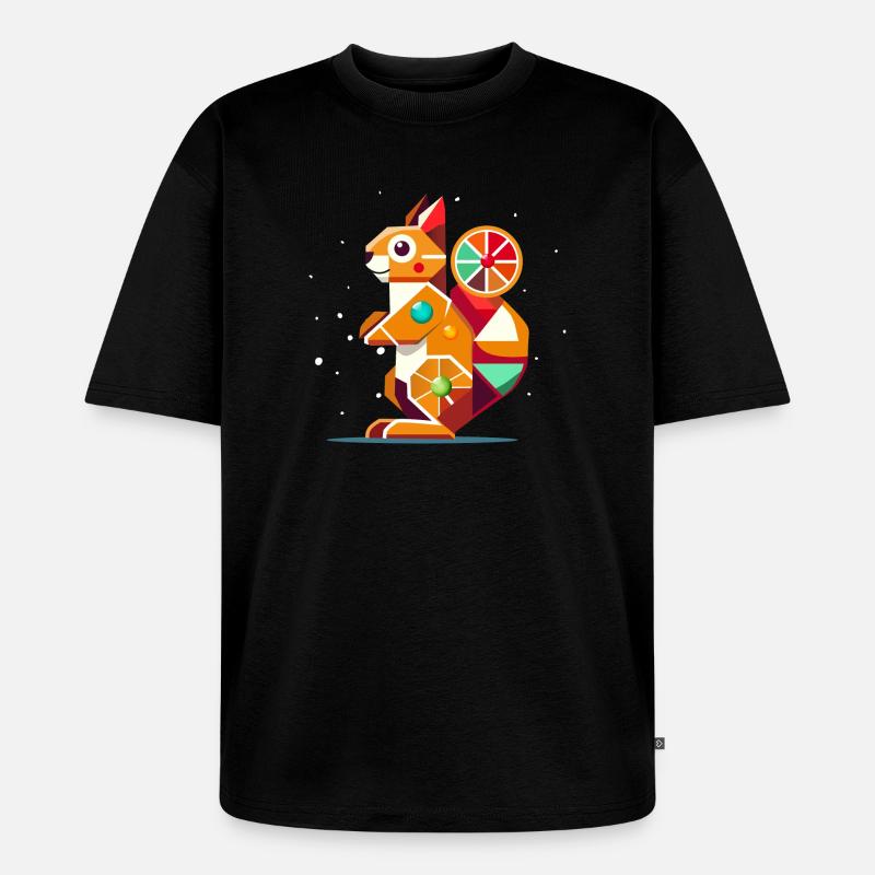 Geometrisches Eichhörnchen-farbenfroher Hingucker - Unisex Premium Oversized Bio T-Shirt - Schwarz