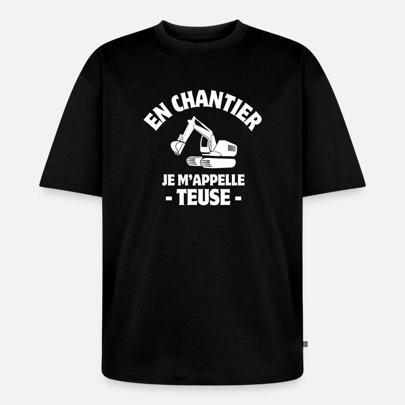 excavator, construction machinery, construction - Unisex Premium Oversized Organic T-Shirt - black
