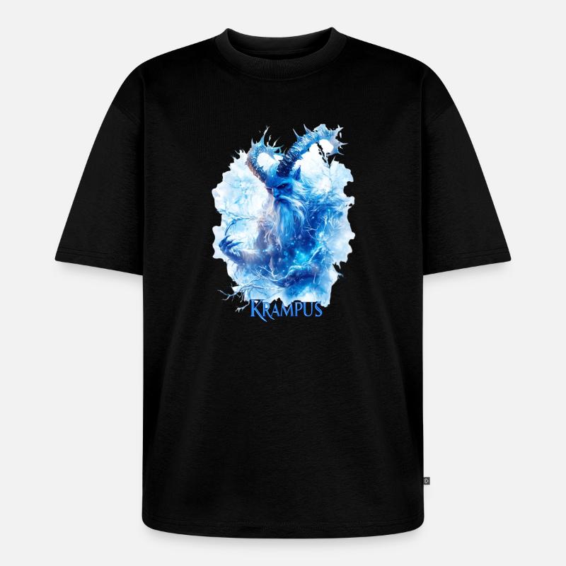 Krampus in einer Eislandschaft - Unisex Premium Oversized Bio T-Shirt - Schwarz