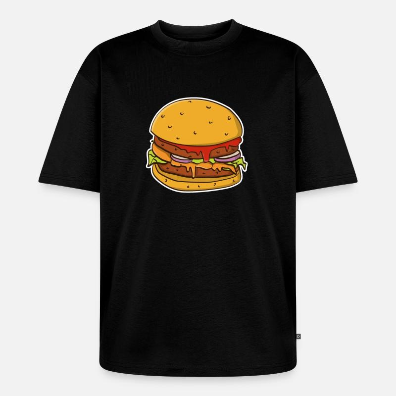 Buntes Bild eines Hamburgerbrötchens. - Unisex Premium Oversized Bio T-Shirt - Schwarz