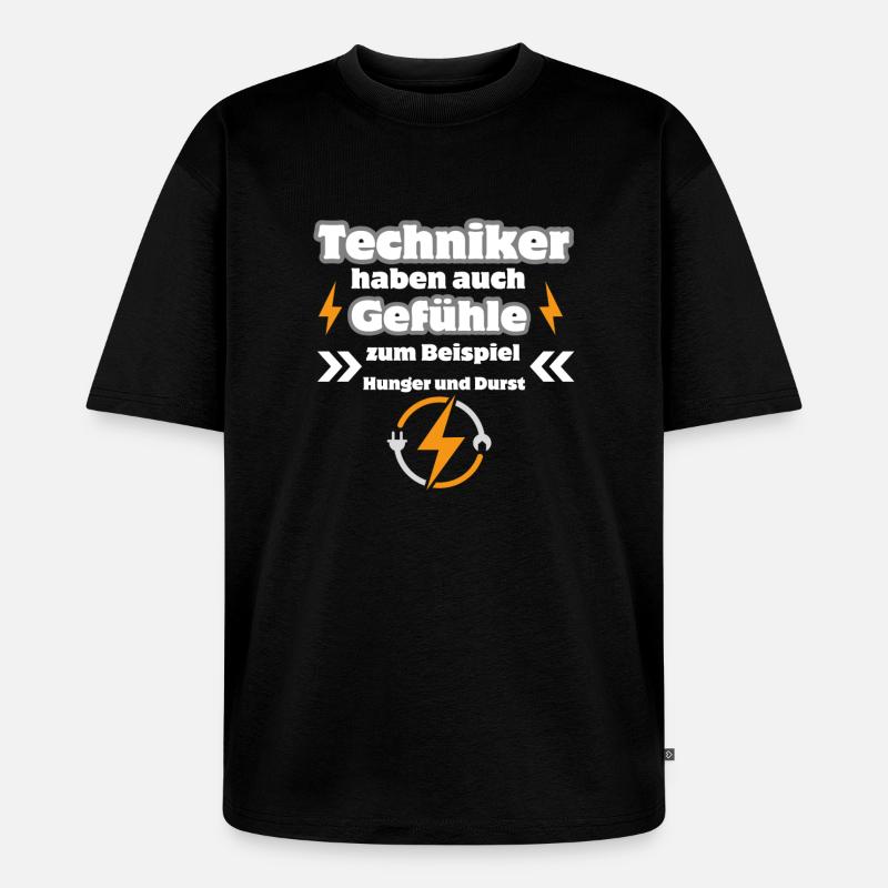 Techniker Gefühle - Unisex Premium Oversized Bio T-Shirt - Schwarz