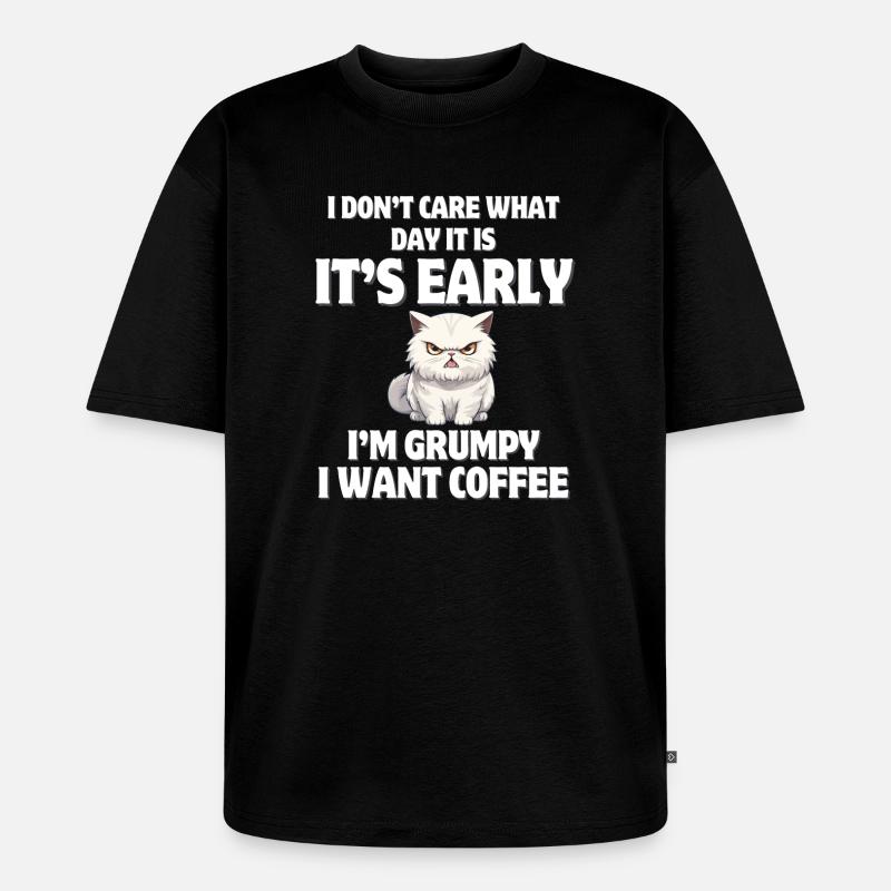 Morgenschritte, Kaffee, Kaffee - Unisex Premium Oversized Bio T-Shirt - Schwarz