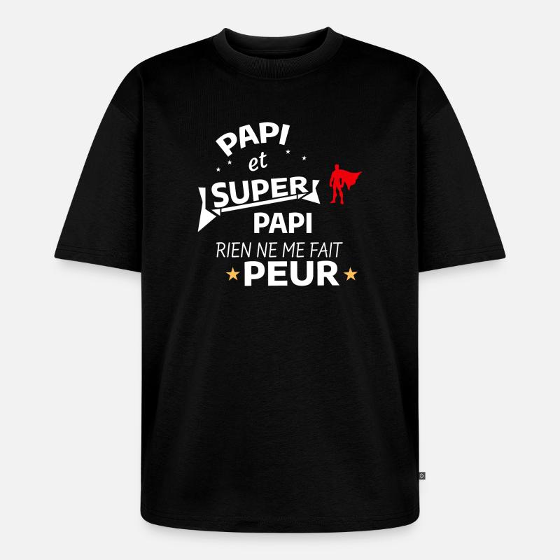 Superheld Humor Vaterschaft Geschenk - Unisex Premium Oversized Bio T-Shirt - Schwarz