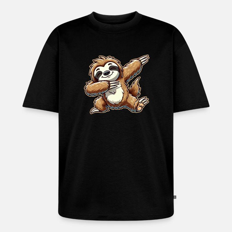 Dabbing Sloth Dab Dancing Idée cadeau - T-shirt Premium bio oversize Unisexe - noir